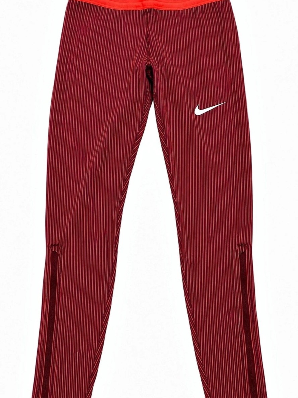 EUC Nike Pro Elite Team Running Tights Women’s L Burgundy Red Ankle Zip
